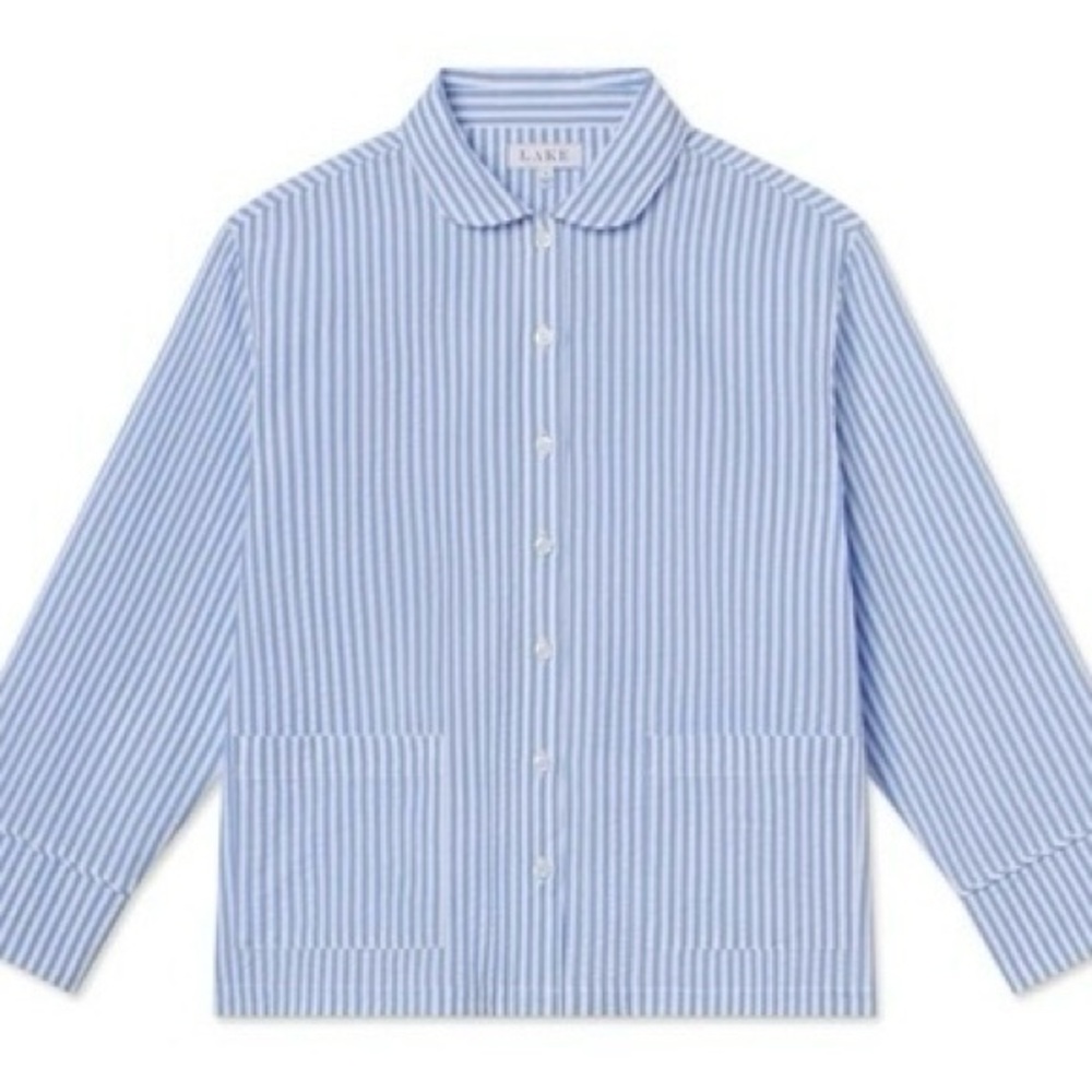 LAKE Blue Striped Pajama Top